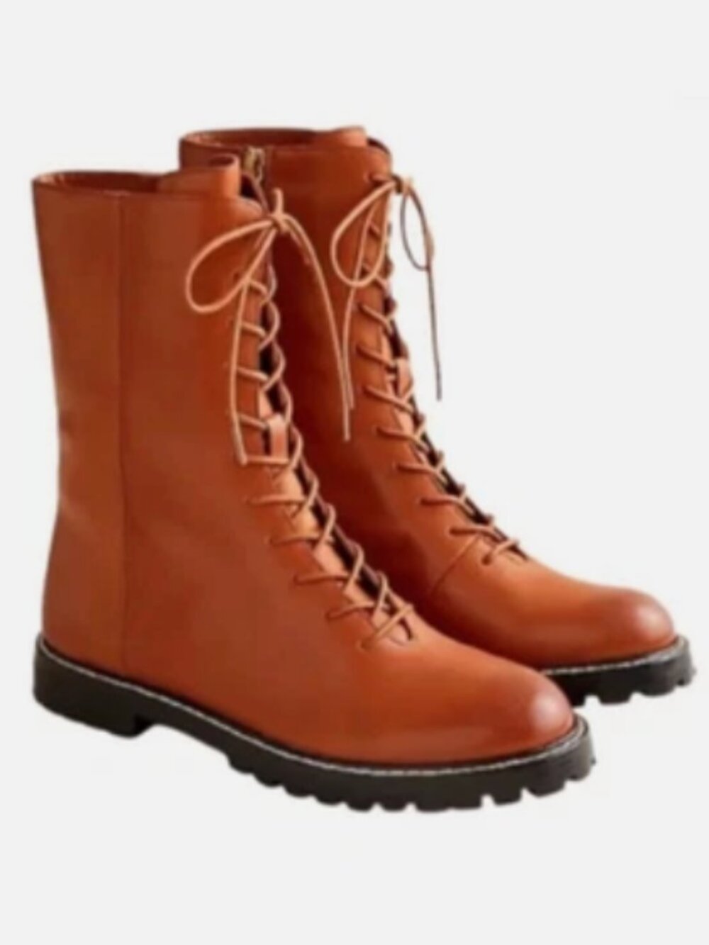J. Crew Brown Refined Leather Lace-Up Boots